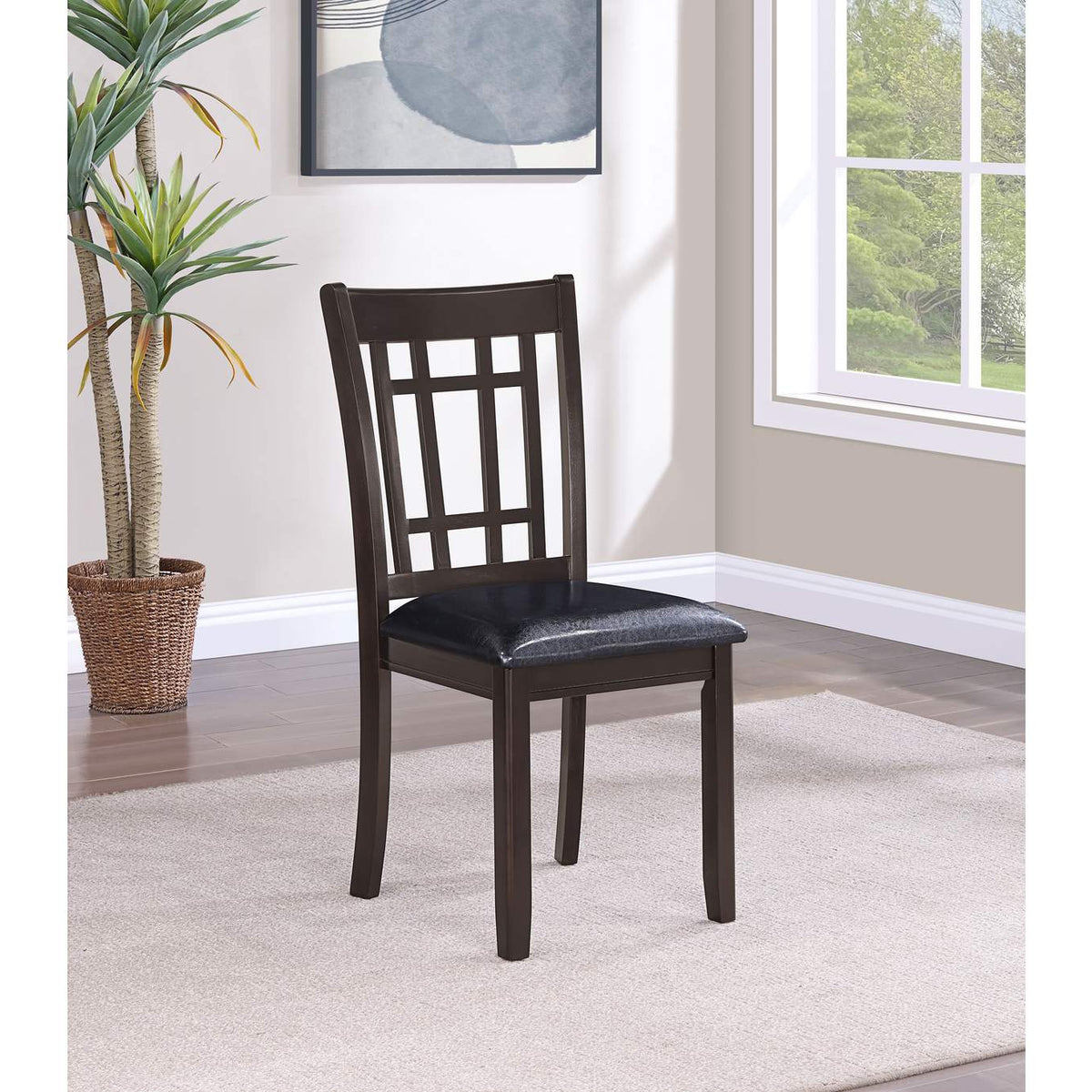 102672 Lavon Wood Dining Side Chair Black and Espresso (Set of 2)