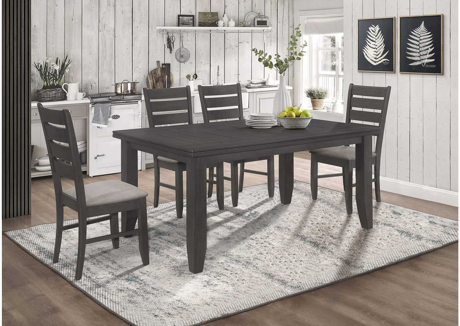 Dalila 5-piece Rectangular Dining Table Set Dark Grey