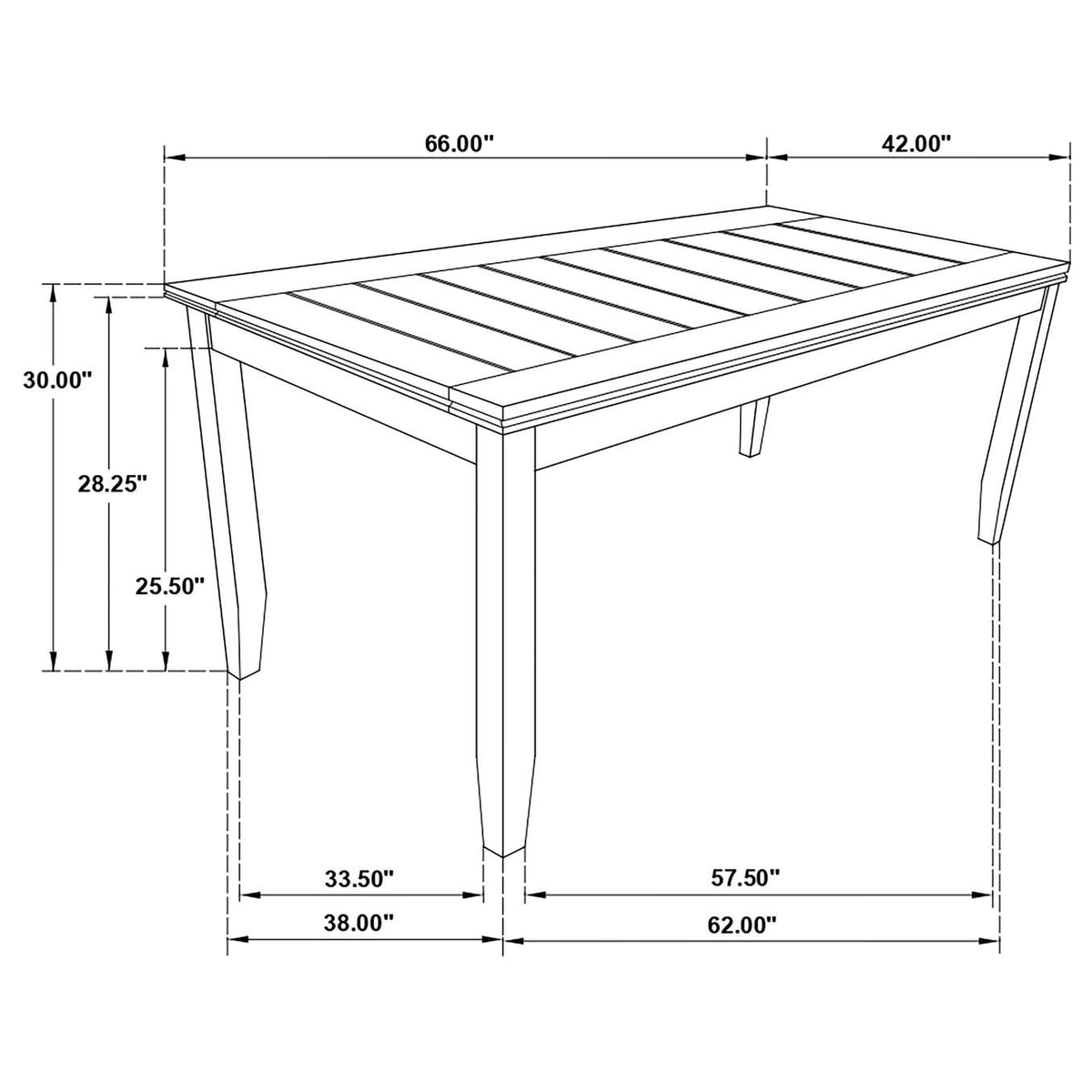 102721GRY Dalila Rectangular 66-inch Wood Dining Table Dark Grey