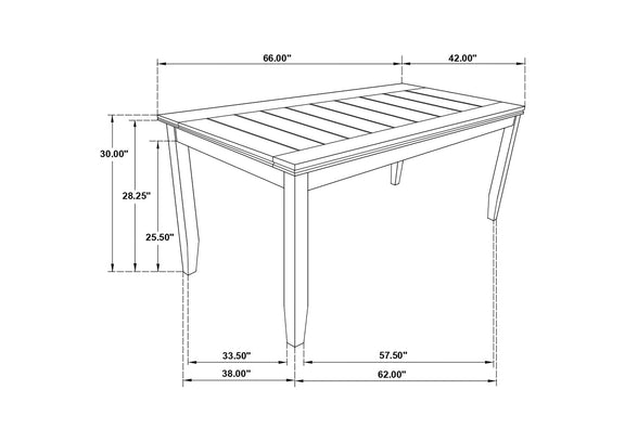 102721GRY Dalila Rectangular 66-inch Wood Dining Table Dark Grey