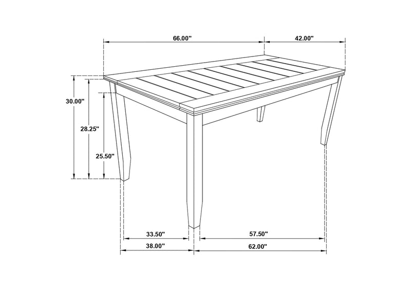 102721GRY Dalila Rectangular 66-inch Wood Dining Table Dark Grey