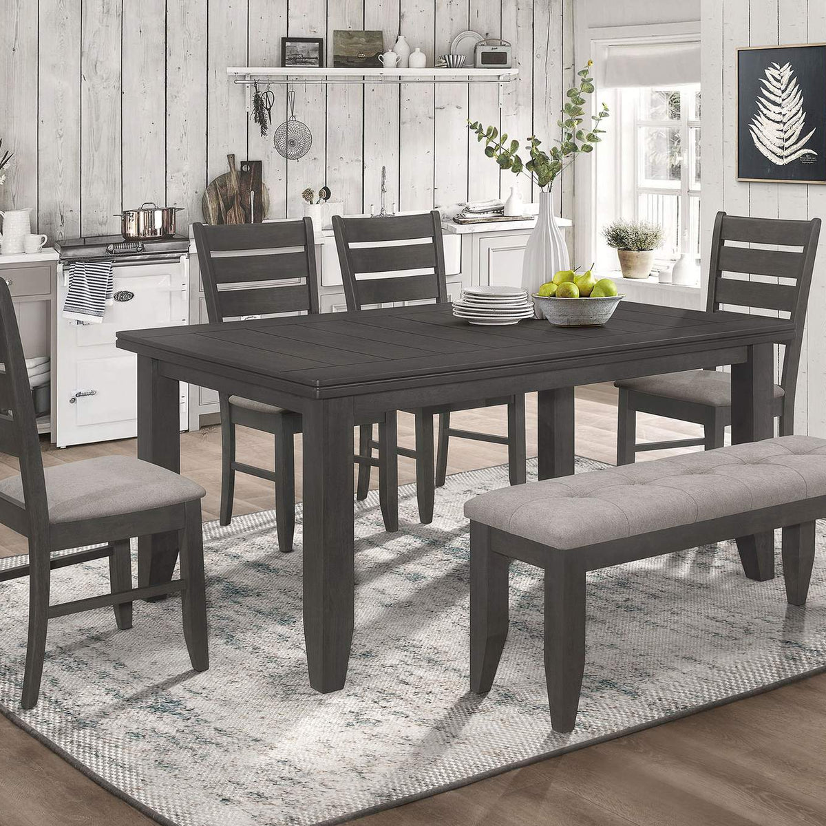 102721GRY Dalila Rectangular 66-inch Wood Dining Table Dark Grey