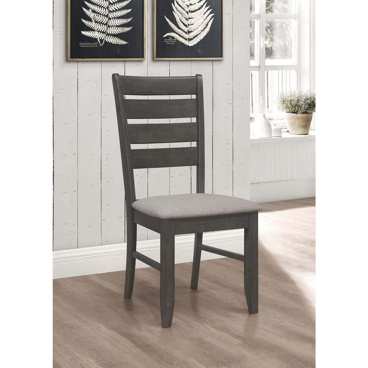 102722GRY Dalila Wood Dining Side Chair Dark Grey (Set of 2)