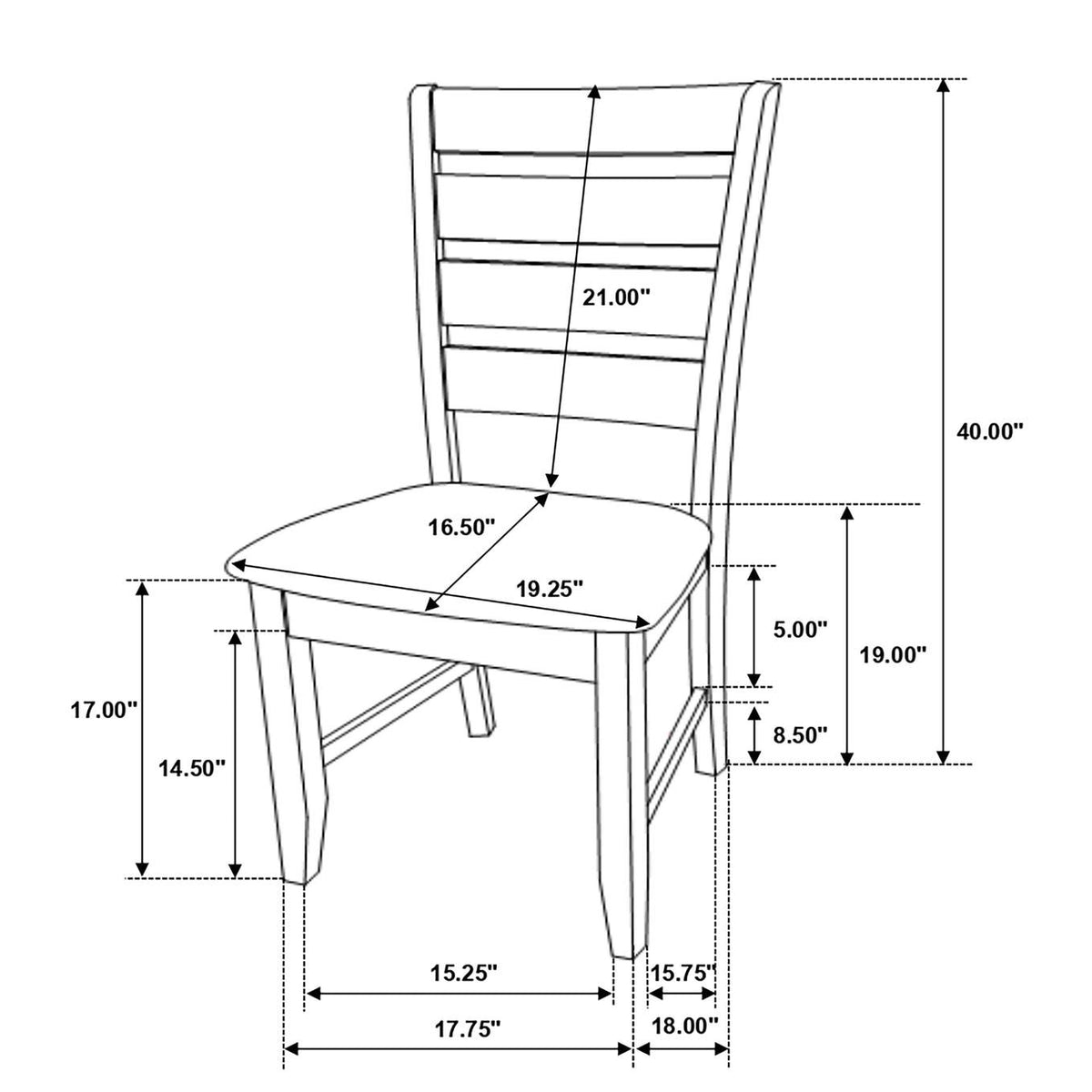 102722GRY Dalila Wood Dining Side Chair Dark Grey (Set of 2)