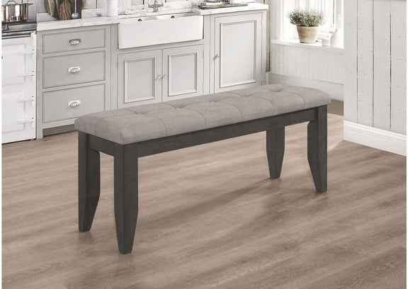 102723GRY Dalila Fabric Upholstered Wood Dining Bench Dark Grey