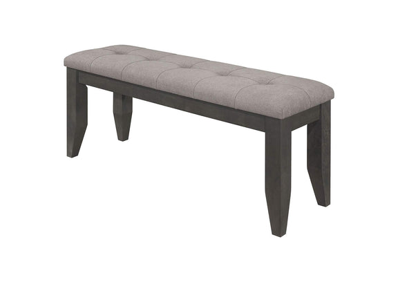102723GRY Dalila Fabric Upholstered Wood Dining Bench Dark Grey