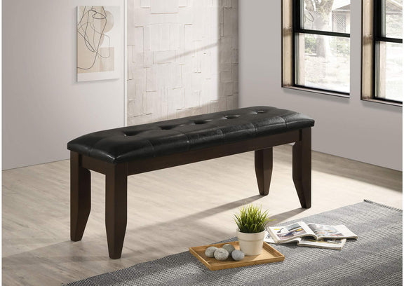 102723 Dalila Leatherette Upholstered Wood Dining Bench Cappuccino