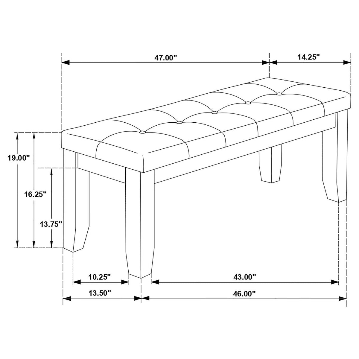 102723 Dalila Leatherette Upholstered Wood Dining Bench Cappuccino