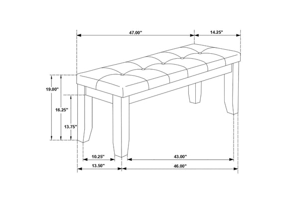 102723 Dalila Leatherette Upholstered Wood Dining Bench Cappuccino