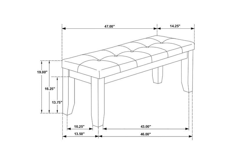 102723 Dalila Leatherette Upholstered Wood Dining Bench Cappuccino