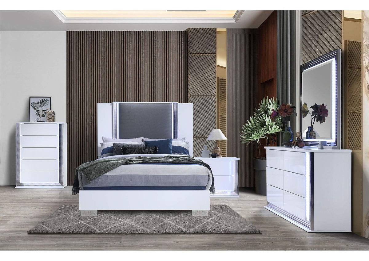 YLIME-SMOOTH_WHITE-QB_DR_MR_NS-N YLIME SMOOTH WHITE DRESSER, MIRROR, NIGHTSTAND