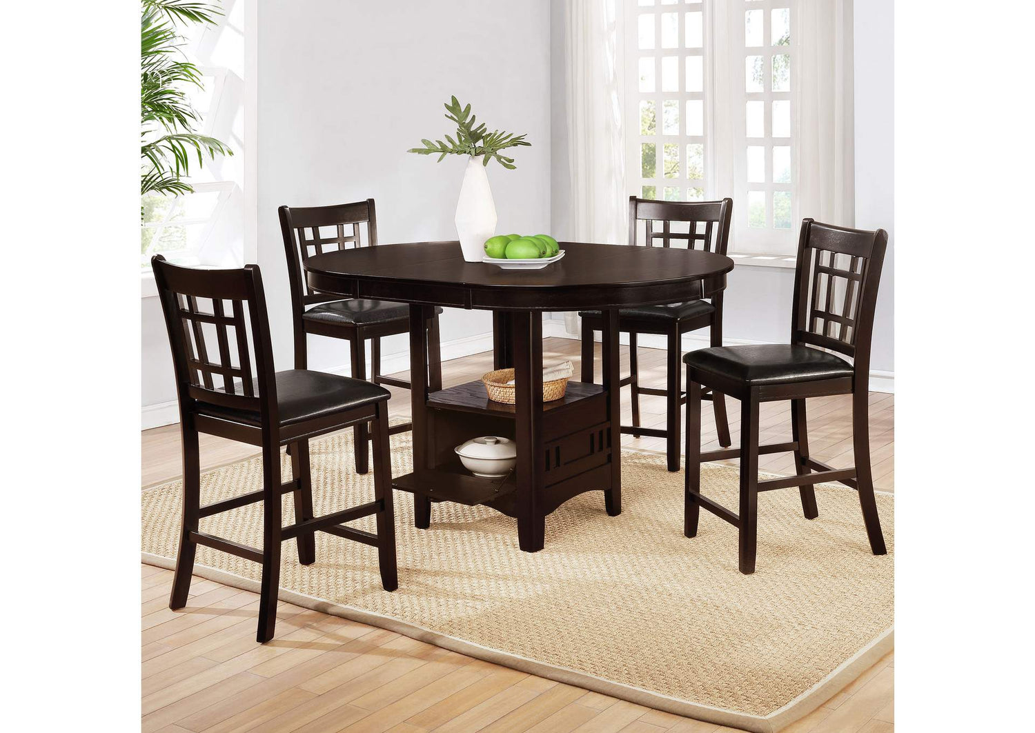Lavon 5-piece Oval Counter Height Dining Set Espresso