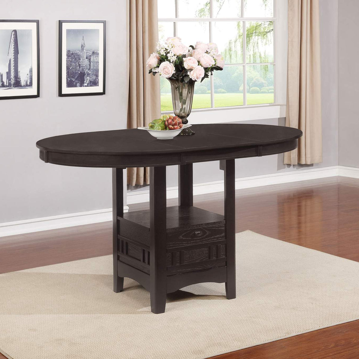 102888 Lavon Oval 60-inch Counter Height Extension Dining Table Espresso