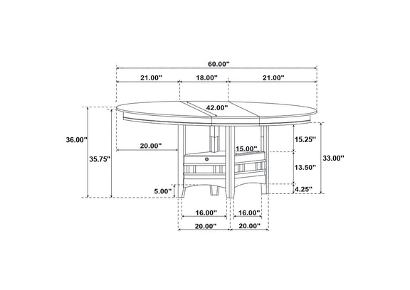 102888 Lavon Oval 60-inch Counter Height Extension Dining Table Espresso