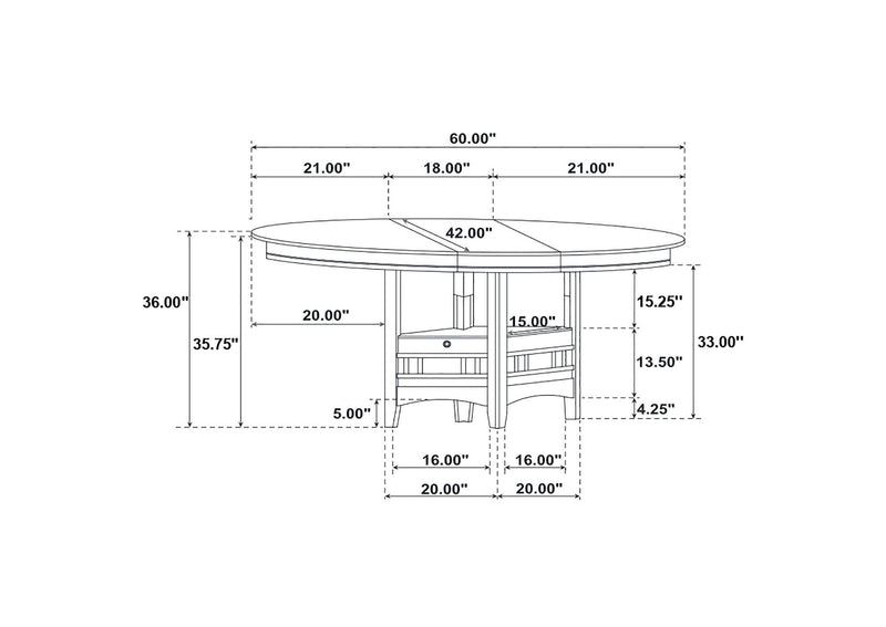 102888 Lavon Oval 60-inch Counter Height Extension Dining Table Espresso