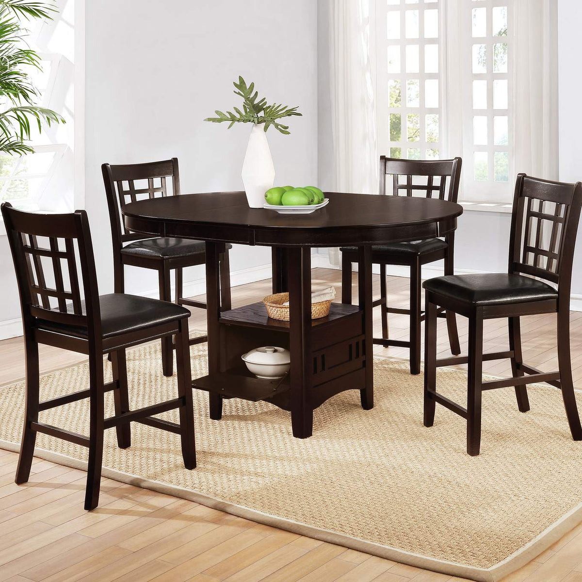 102888 Lavon Oval 60-inch Counter Height Extension Dining Table Espresso