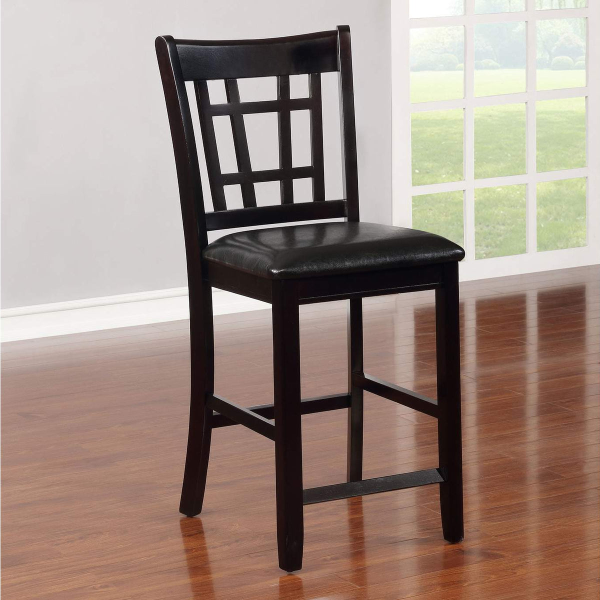 102889 Lavon Wood Counter Height Dining Chair Black and Espresso (Set of 2)