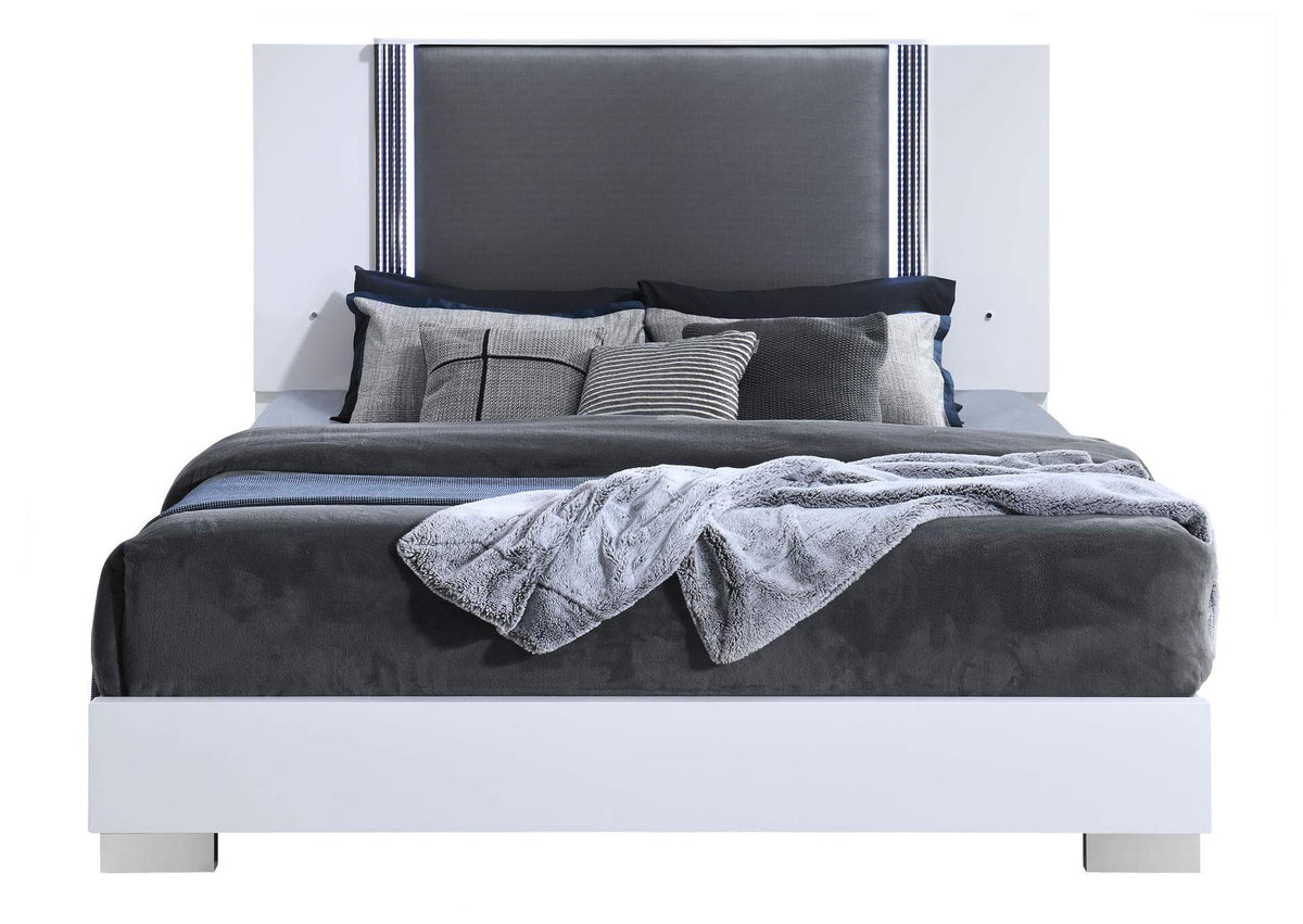 YLIME-SMOOTH_WHITE-KB_W_LED-N YLIME SMOOTH WHITE KING BED WITH LED FULLY SLATTED