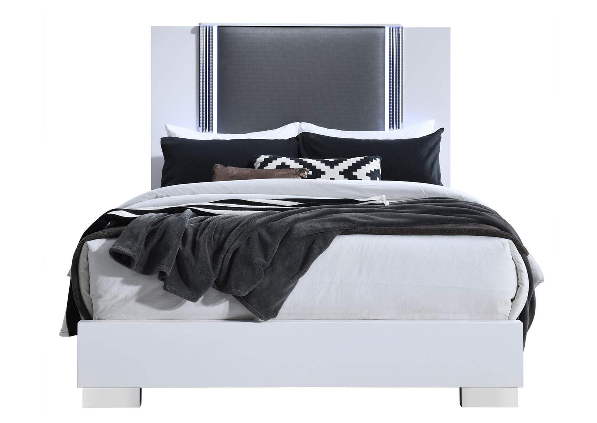 YLIME-SMOOTH_WHITE-QB_W_LED-N YLIME SMOOTH WHITE QUEEN BED WITH LED FULLY SLATTED