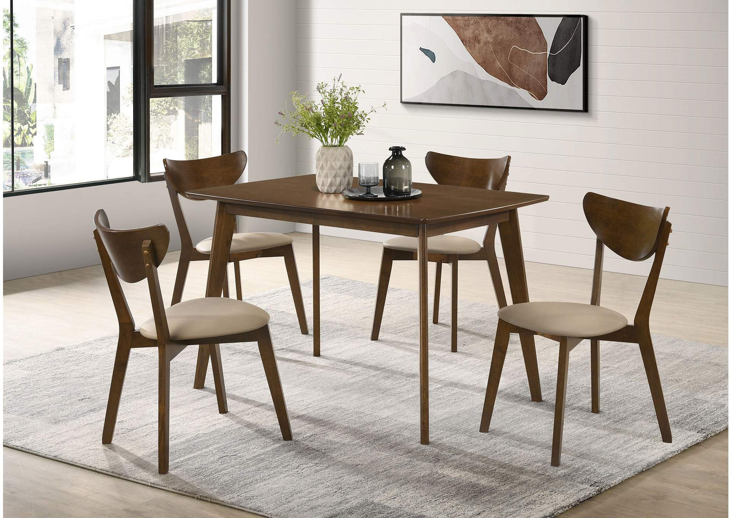 Kersey 5-piece Rectangular Dining Table Set Chestnut