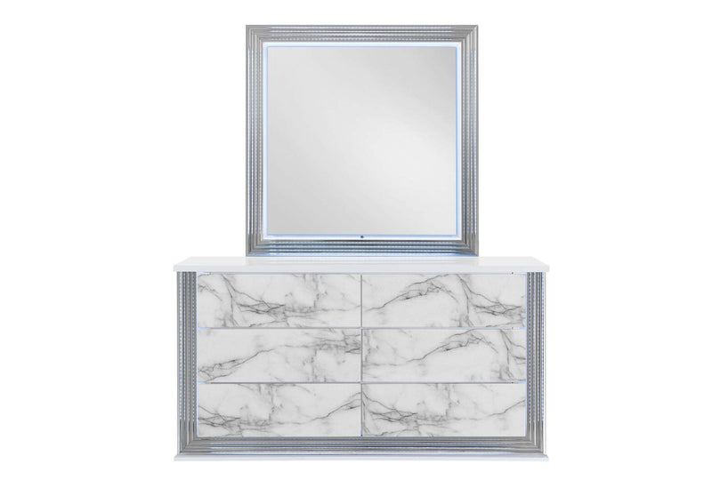 YLIME-WHITE_MARBLE-DR_W_LED YLIME WHITE MARBLE DRESSER WITH LED