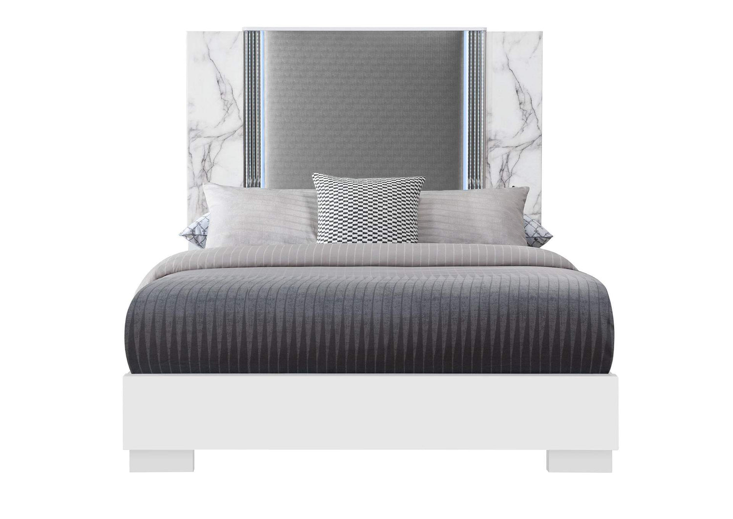 YLIME-WHITE_MARBLE-QB_W_LED-N YLIME WHITE MARBLE QUEEN BED WITH LED