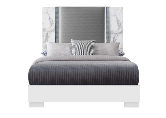 YLIME-WHITE_MARBLE-QB_W_LED-N YLIME WHITE MARBLE QUEEN BED WITH LED