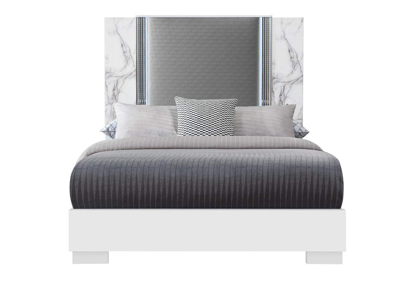 YLIME-WHITE_MARBLE-QB_W_LED-N YLIME WHITE MARBLE QUEEN BED WITH LED