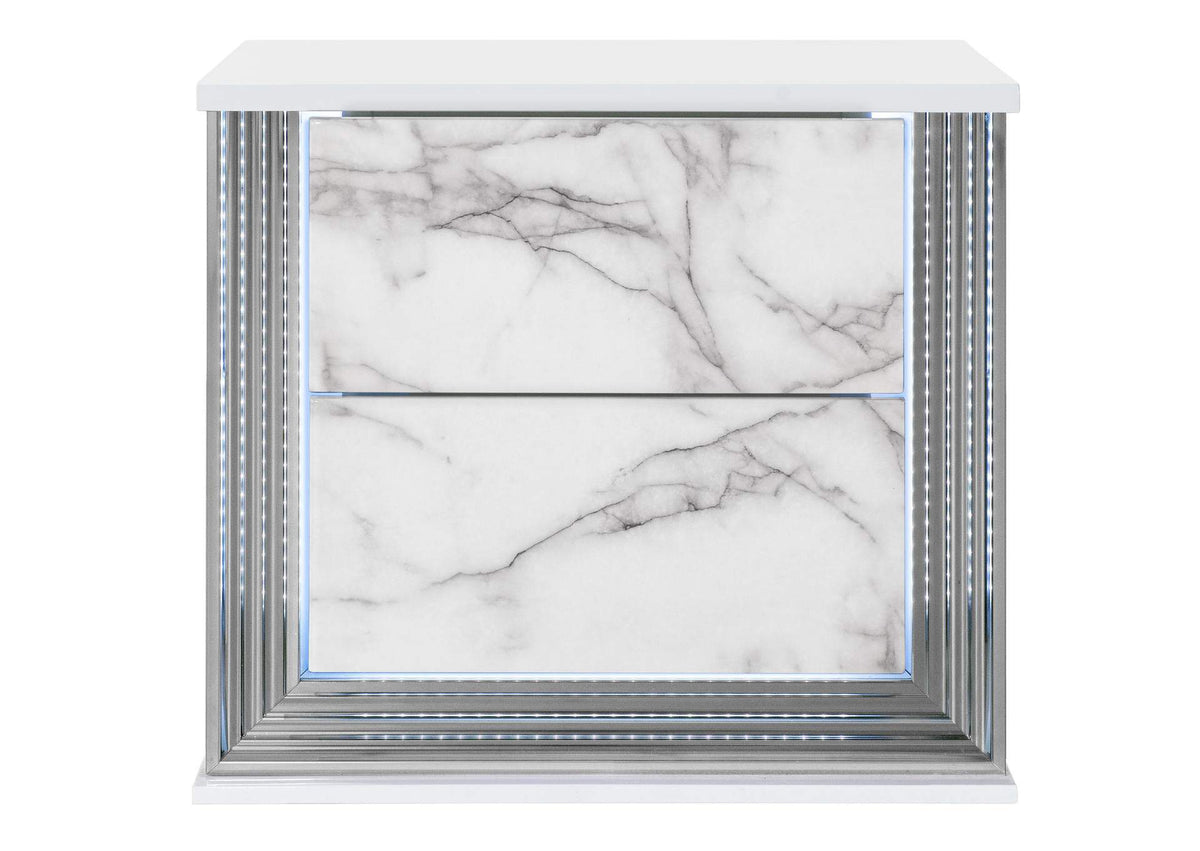 YLIME-WHITE_MARBLE-NS_W_LED_&_USB YLIME WHITE MARBLE NIGHTSTAND WITH LED