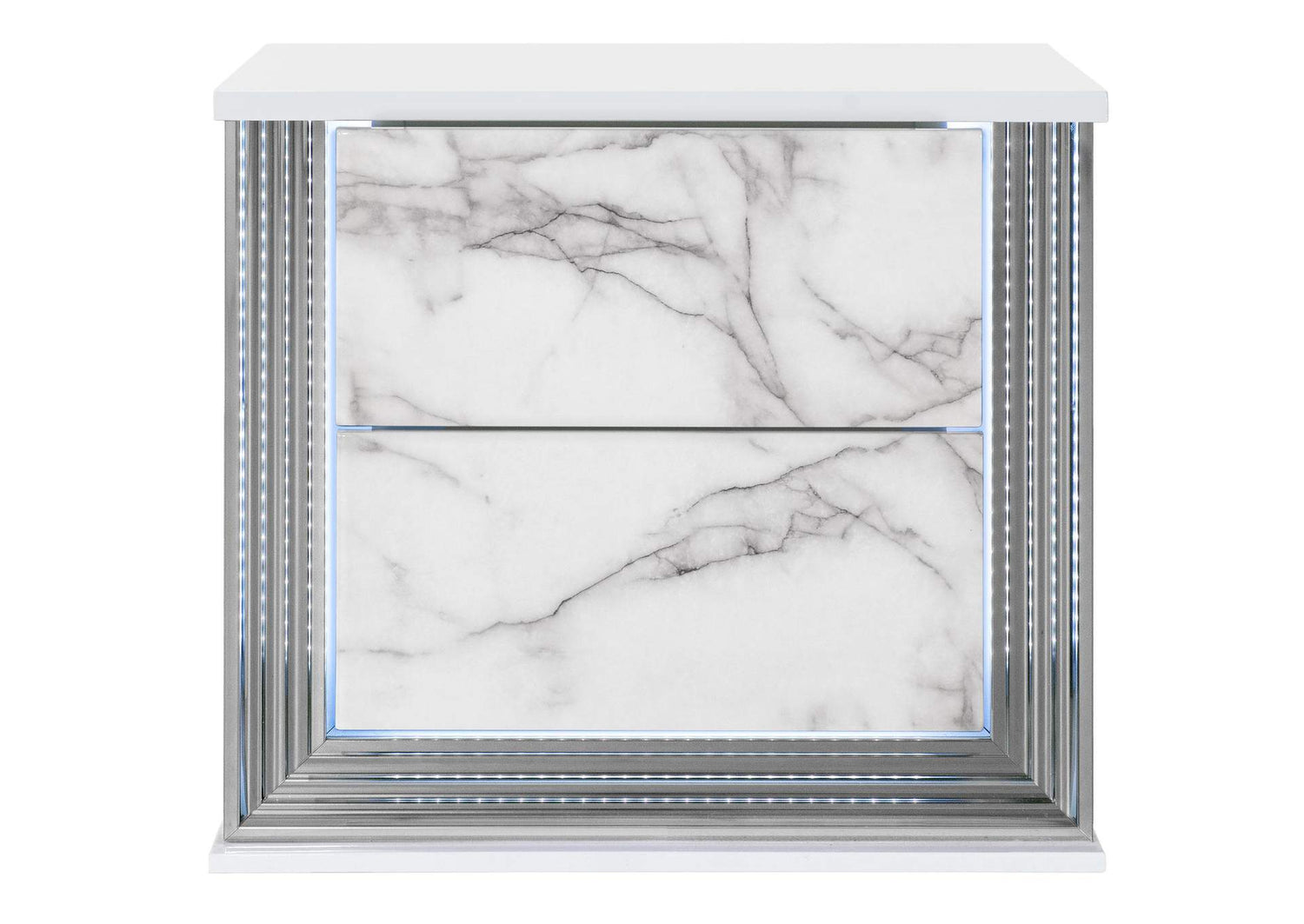 YLIME-WHITE_MARBLE-NS_W_LED_&_USB YLIME WHITE MARBLE NIGHTSTAND WITH LED