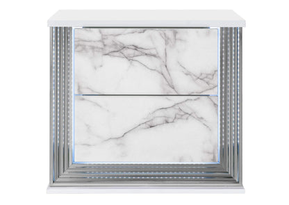 YLIME-WHITE_MARBLE-NS_W_LED_&_USB YLIME WHITE MARBLE NIGHTSTAND WITH LED