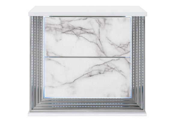 YLIME-WHITE_MARBLE-NS_W_LED_&_USB YLIME WHITE MARBLE NIGHTSTAND WITH LED