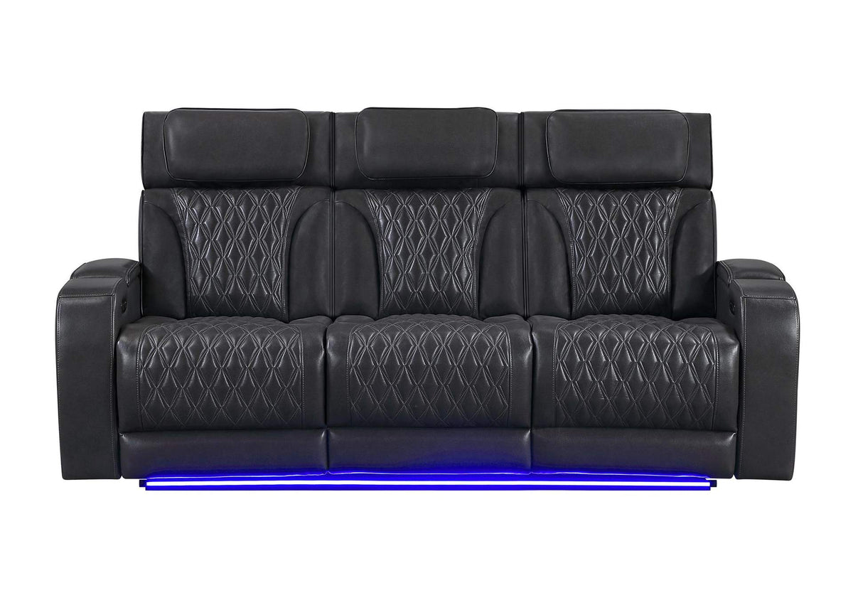U8611-BLANCHE_CHAR-PRS_W_PHR_LED U8611 BLANCHE CHARCOAL POWER RECLINING SOFA WITH PHR AND LED