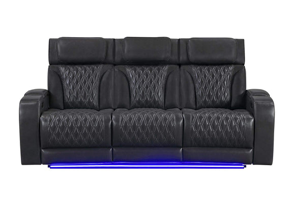 U8611-BLANCHE_CHAR-PRS_W_PHR_LED U8611 BLANCHE CHARCOAL POWER RECLINING SOFA WITH PHR AND LED