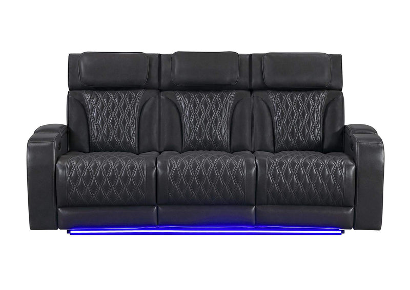 U8611-BLANCHE_CHAR-PRS_W_PHR_LED U8611 BLANCHE CHARCOAL POWER RECLINING SOFA WITH PHR AND LED