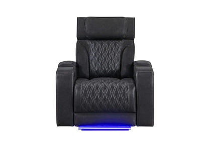 U8611-BLANCHE_CHAR-PR_W_PHR_LED U8611 BLANCHE CHARCOAL POWER RECLINER WITH POWER HEADREST AND LED