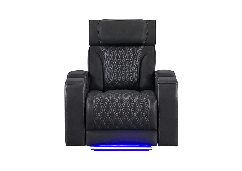 U8611-BLANCHE_CHAR-PR_W_PHR_LED U8611 BLANCHE CHARCOAL POWER RECLINER WITH POWER HEADREST AND LED