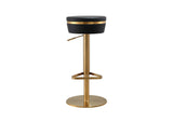 TOV-D68297 Astro Black Performance Vegan Leather and Gold Adjustable Stool