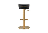 TOV-D68297 Astro Black Performance Vegan Leather and Gold Adjustable Stool