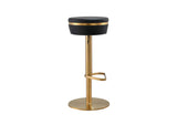 TOV-D68297 Astro Black Performance Vegan Leather and Gold Adjustable Stool