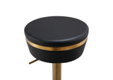 TOV-D68297 Astro Black Performance Vegan Leather and Gold Adjustable Stool