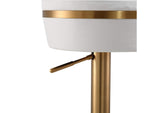 TOV-D68298 Astro White Performance Vegan Leather and Gold Adjustable Stool