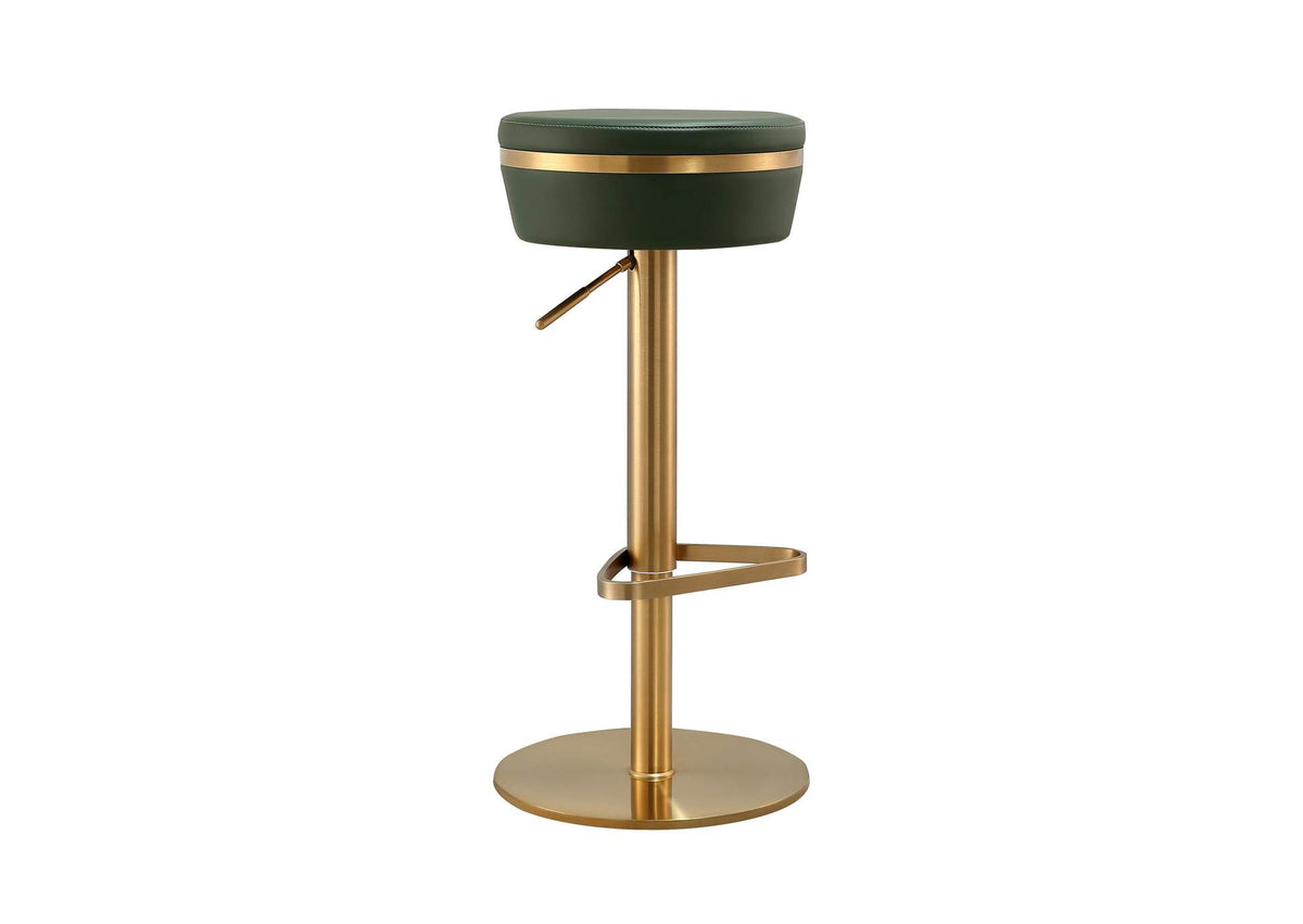 TOV-D68296 Astro Malachite Green Performance Vegan Leather and Gold Adjustable Stool