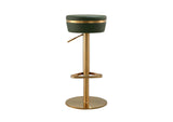 TOV-D68296 Astro Malachite Green Performance Vegan Leather and Gold Adjustable Stool