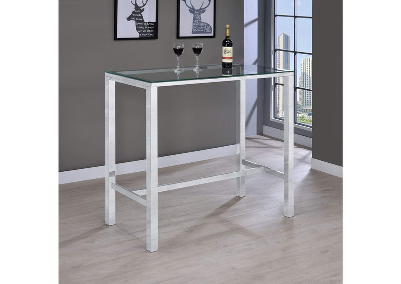 104873 Tolbert Rectangular 47-inch Glass Top Pub Bar Table Chrome