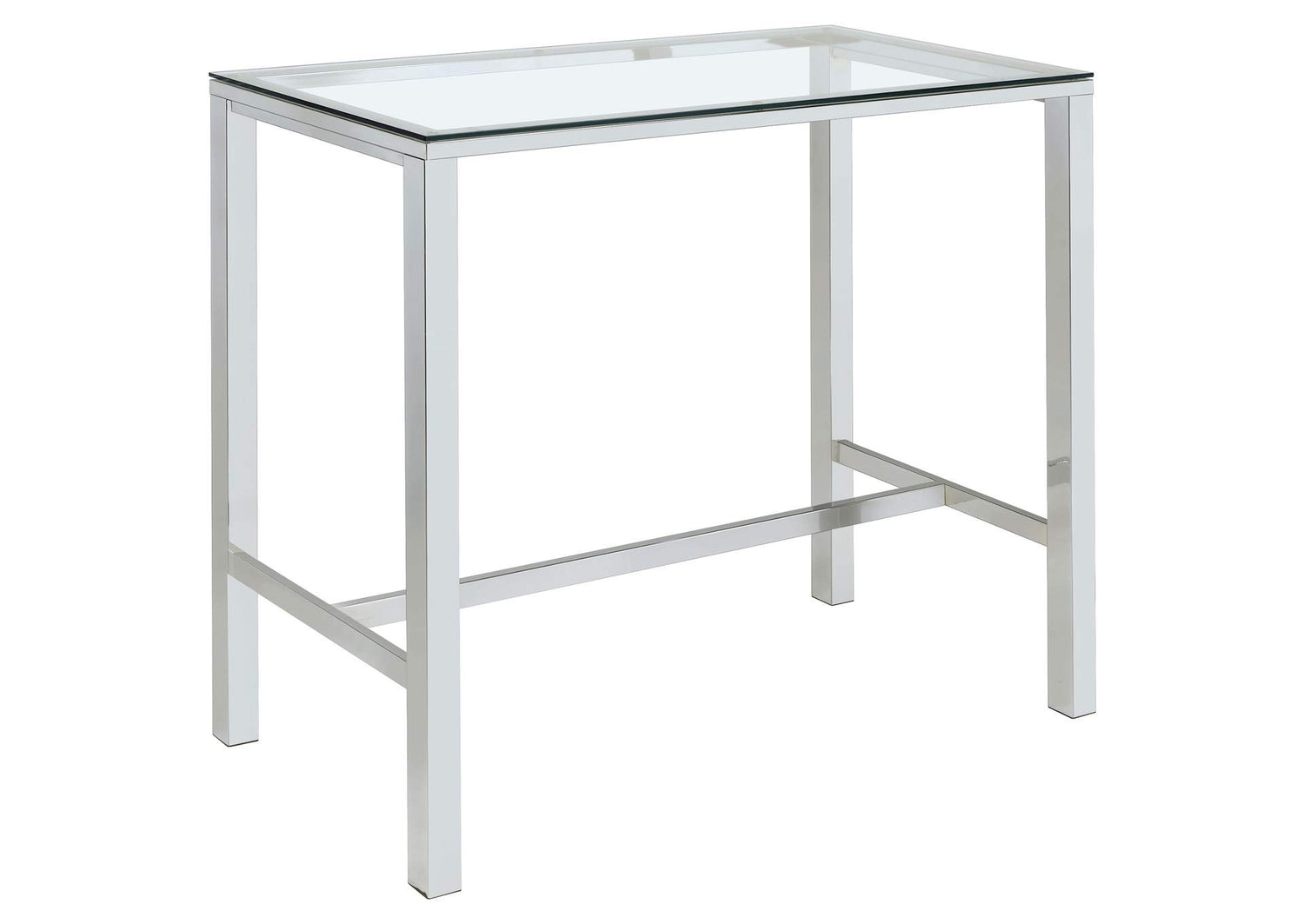 104873 Tolbert Rectangular 47-inch Glass Top Pub Bar Table Chrome