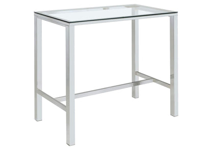 104873 Tolbert Rectangular 47-inch Glass Top Pub Bar Table Chrome