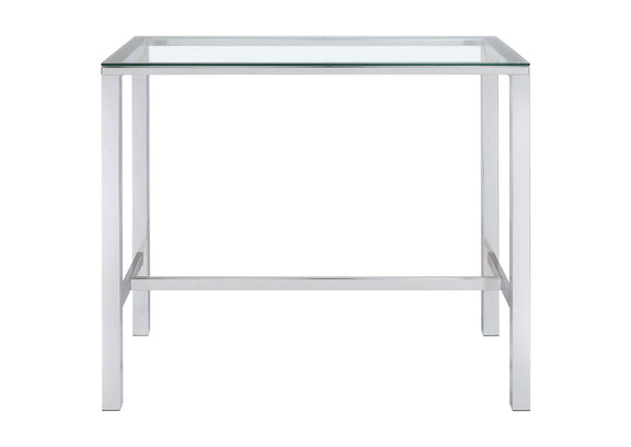 104873 Tolbert Rectangular 47-inch Glass Top Pub Bar Table Chrome