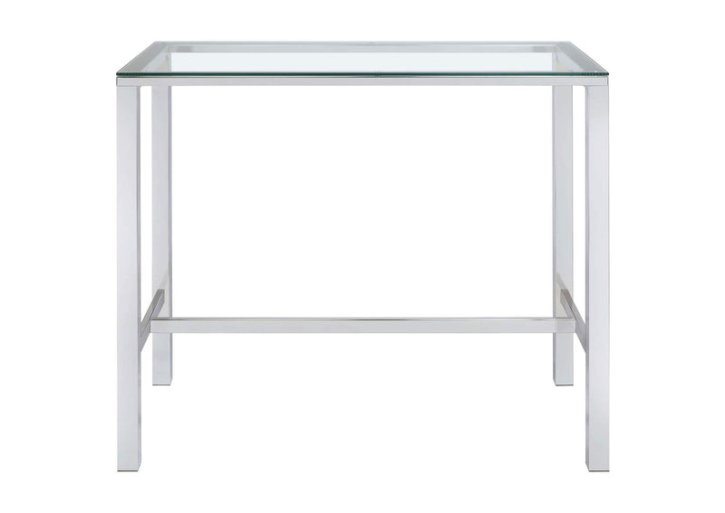 104873 Tolbert Rectangular 47-inch Glass Top Pub Bar Table Chrome