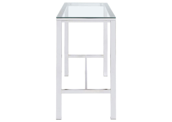 104873 Tolbert Rectangular 47-inch Glass Top Pub Bar Table Chrome